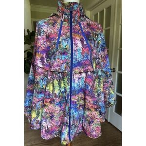 Lululemon Seawheeze Horizon Cape Jacket L/XL Multicolor Hooded Rain Poncho Rare